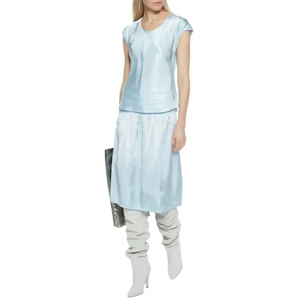 NWT Helmut Lang Scoop Neck Bias Satin Top Lark Size Medium